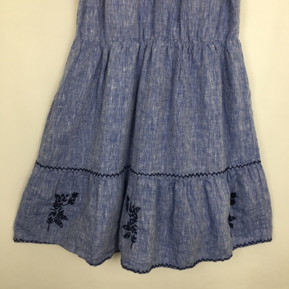 Anthropologie Roller Rabbit Mini Dress Embroidered Linen Blue Sleeveless Size XS - Picture 14 of 16